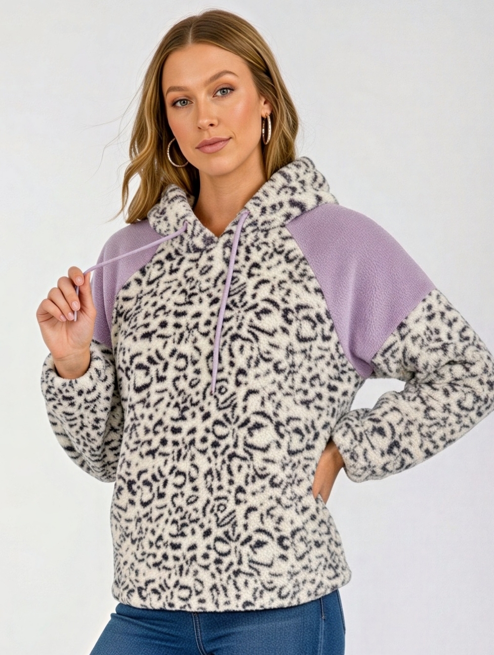 Mabelinda Leopard Print Fleece Hoodie